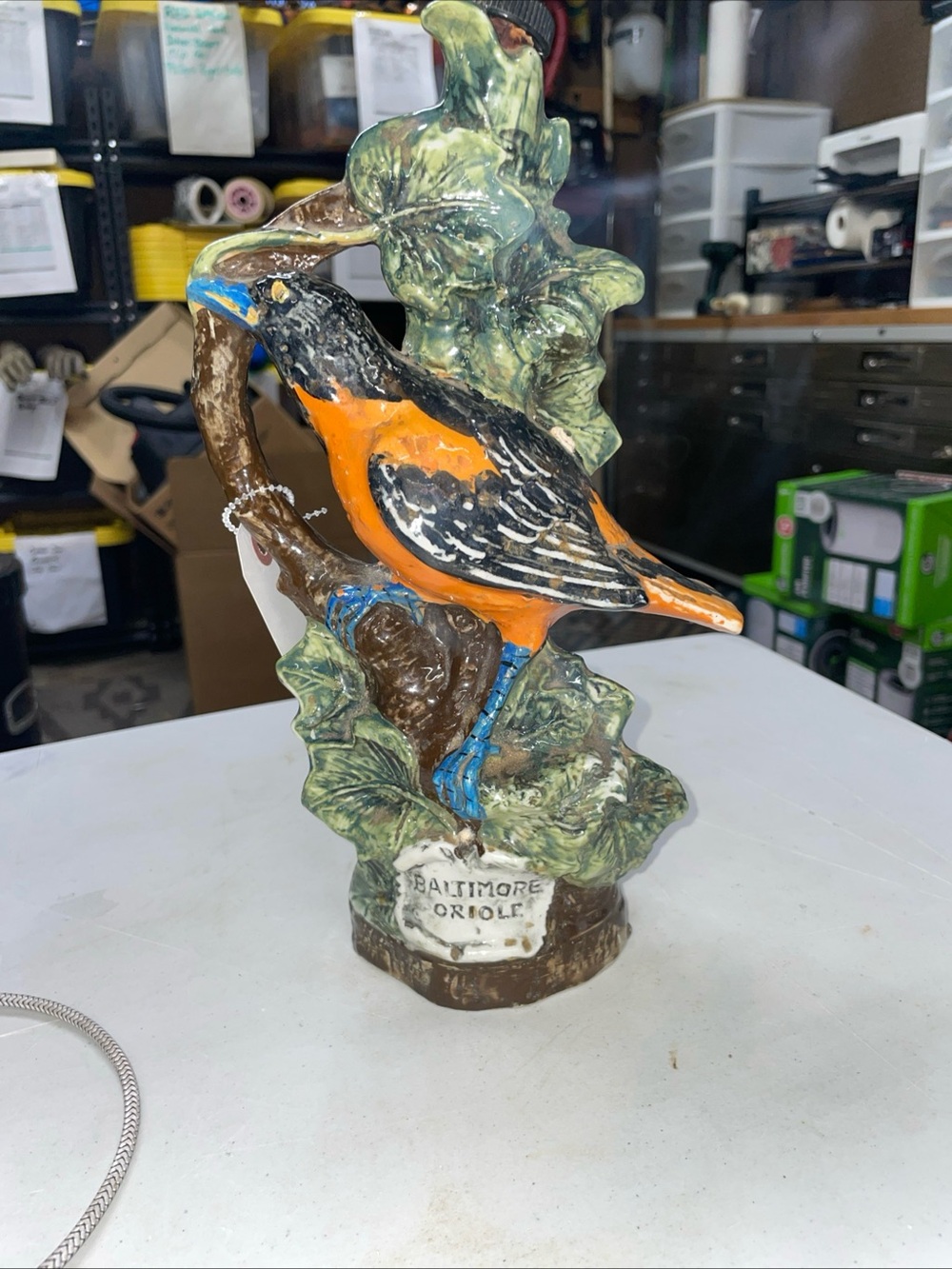 Baltimore Oriole Ceramic Bird Figurine in Orange and Black